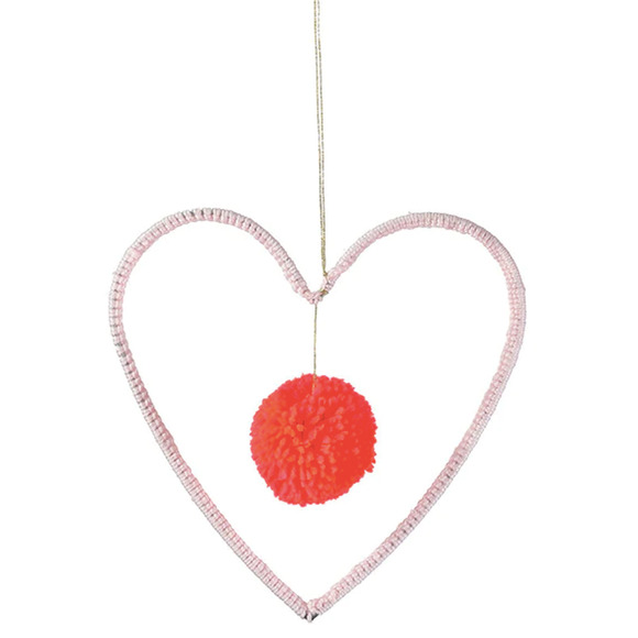 Meri Meri Pink Hanging Heart Decoration Wall Pom Nursery Bedroom - Picture 2 of 6